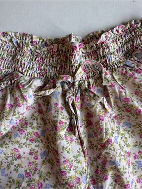 For Love & Lemons Scarlett Babydoll Ruffle Shorts Pink Butterfly XS